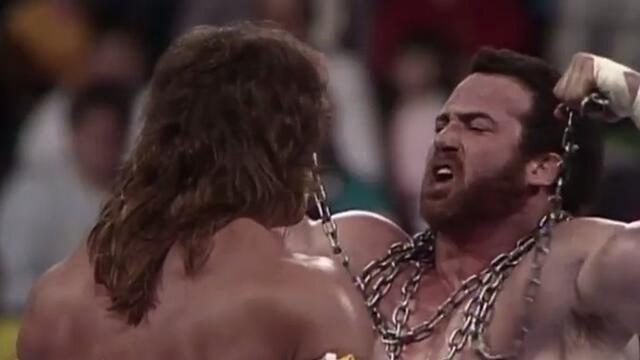 The Ultimate Warrior and Hercules clash in an epic Chain Match