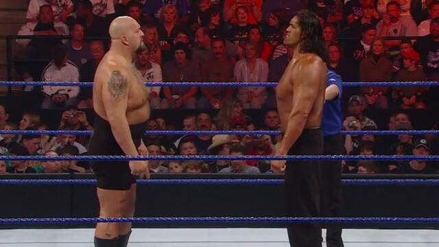 Two of WWE's largest Superstars clashed when Big Show took on The Great Khali at Backlash in 2008 background