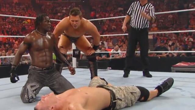 Raw: John Cena vs. The Miz & R-Truth - Handicap Match background