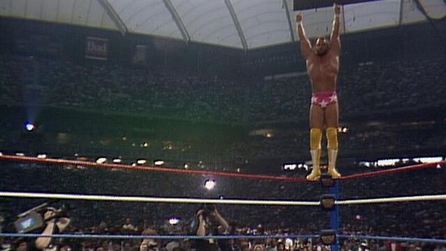 Randy Savage's Flying Elbow Drop background
