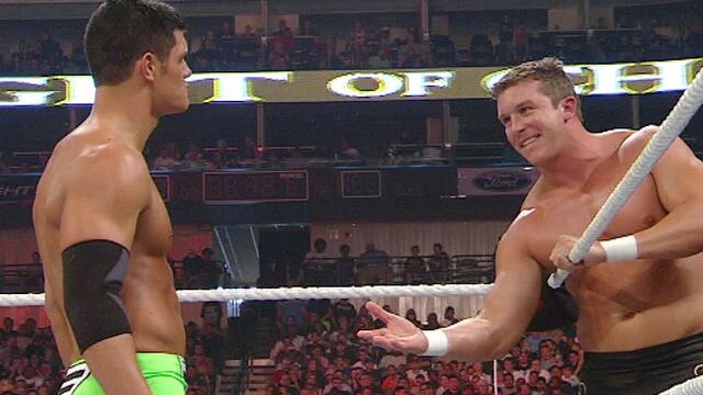 Cody Rhodes & Hardcore Holly vs. Cody Rhodes & Ted DiBiase - World Tag Team Championship Match: Night of Champions 2008 background