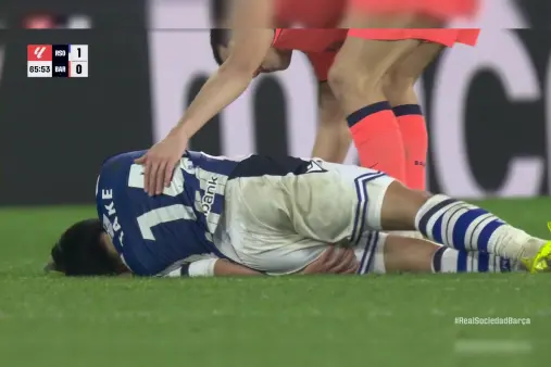 [Highlights] Takefusa Kubo suffers thigh strain, collapses and is carried off by ambulance