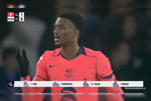 [Highlights] Ferran's sliding shot misses, Olmo's tight-angle effort hits the post at the back post