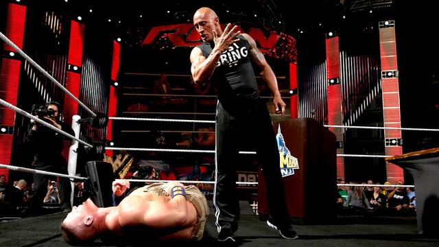John Cena and The Rock clash during a Legends Q-and-A session: Raw, March 25, 2013 background