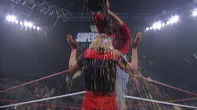 Phineas Godwinn slops Sunny: Superstars, June 29, 1996 background