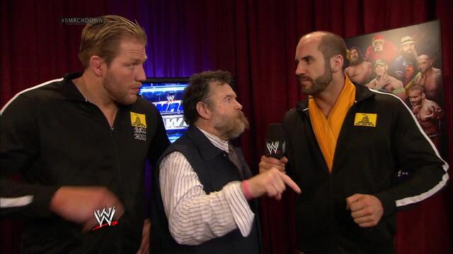 Cesaro interviews Jack Swagger and Zeb Colter background