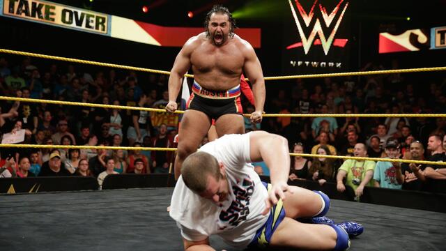 Mojo Rawley interrupts Alexander Rusev and Lana: NXT Takeover, May 29, 2014 background