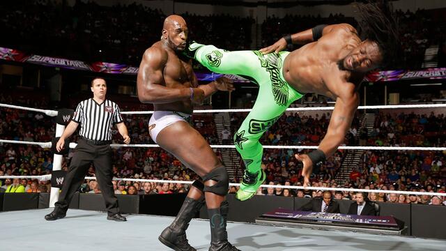 Kofi Kingston vs. Titus O'Neil: WWE Superstars, May 15, 2014 poster — similar to Celebrities share their messages of strength with the WWE Universe