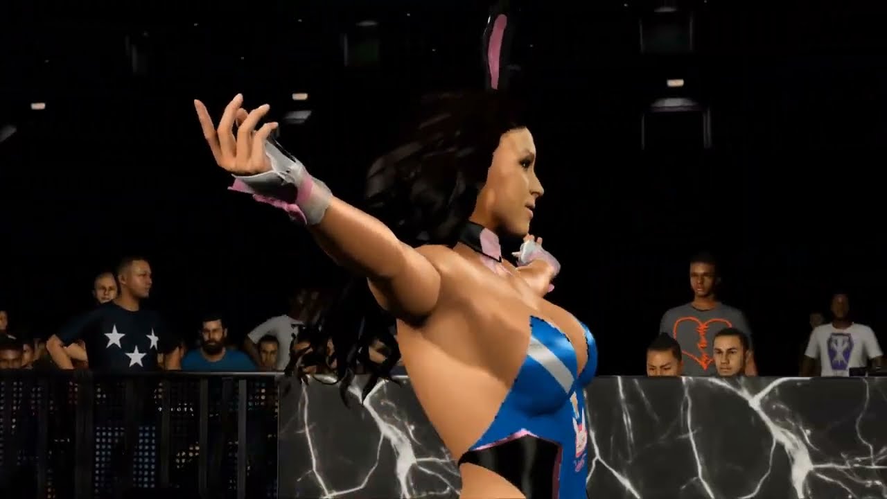 Amy Ann who not Amy Anderssen is cosplaying DV.a from overwatch vs Deborah Dawn (request) background