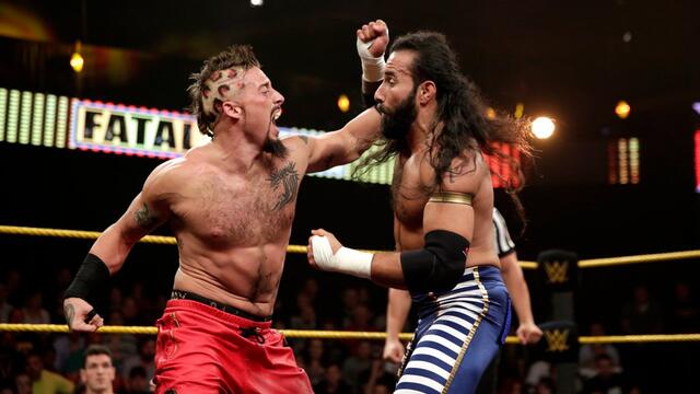 Enzo Amore vs. Sylvester Lefort - Hair vs. Hair Match: NXT TakeOver: Fatal 4-Way, Sept. 11, 2014 background