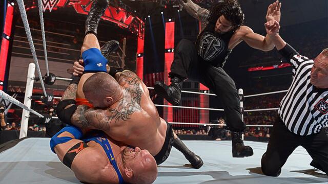 Roman Reigns vs. Randy Orton vs. Ryback - No. 1 Contender's Match: Raw, April 6, 2015 background