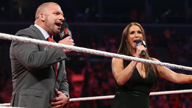 Triple H and Stephanie McMahon lead the WWE Universe in singing "Happy Birthday" to Mr. McMahon: Raw, Aug. 24, 2015 background