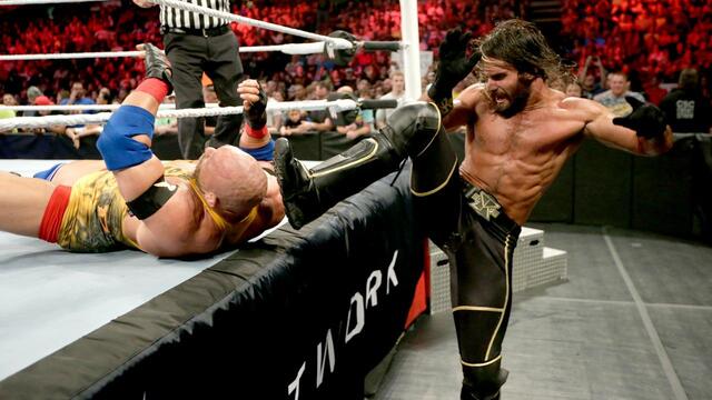Intercontinental Champion Ryback vs. WWE World Heavyweight and United States Champion Seth Rollins - Champion vs. Champion Match: Raw, September 7, 2015 background