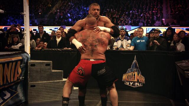 Brock Lesnar takes Triple H to Suplex City: Super slow-motion replay from WrestleMania 29 background
