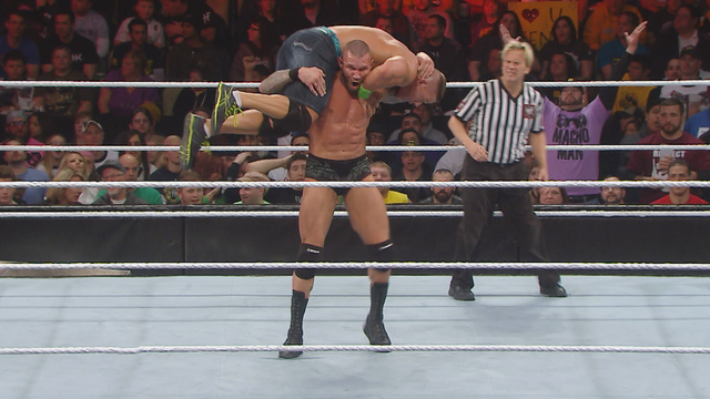 Randy Orton gives John Cena an Attitude Adjustment: Royal Rumble 2014 background