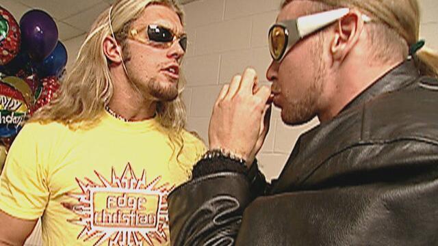 Edge & Christian play their entrance theme and Triple H's entrance theme on the Kazoo: Raw, October 30, 2000