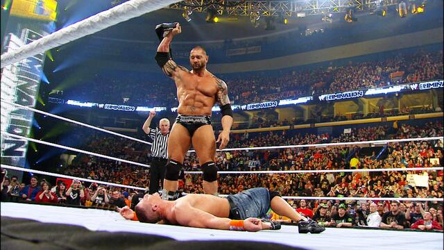 John Cena vs. Batista - WWE Championship Match: Elimination Chamber 2010 backdrop