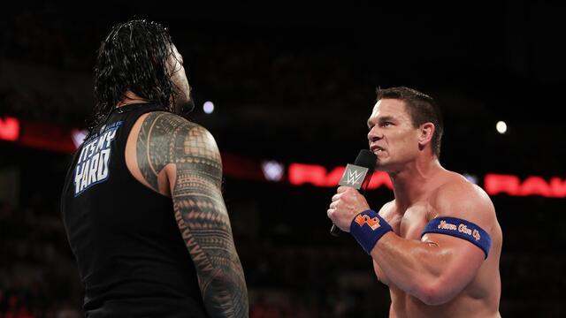 Roman Reigns critiques John Cena's match against Jason Jordan: Raw, Sept. 4, 2017 background