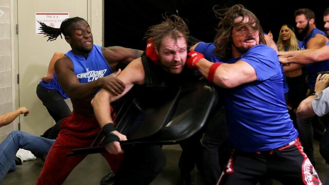Monday Night Raw falls under siege when SmackDown LIVE launches a surprise attack: Raw, Oct. 23, 2017 background