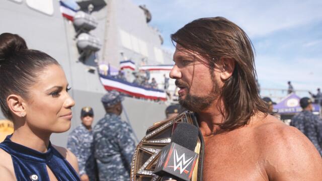 WWE Champion AJ Styles reflects on the experience of competing in front of the U.S. military before battling Jinder Mahal: WWE.com Exclusive, Dec. 14, 2017 backdrop