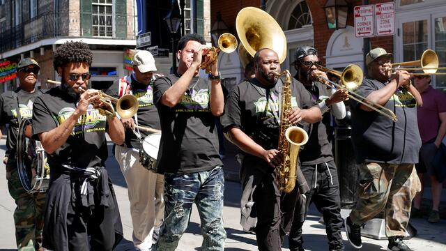 John Cena's theme played by New Orleans brass band backdrop