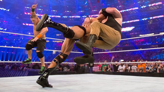 The Rock & John Cena fight off The Wyatt Family: WrestleMania 32