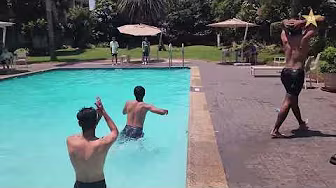 Duel between Pakistan and New Zealand... with a twist 😅U19 players have a fun game on the poolside 🎯