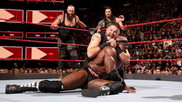 Roman Reigns, Braun Strowman & Bobby Lashley vs. Jinder Mahal, Kevin Owens & Sami Zayn: Raw, April 30, 2018 background