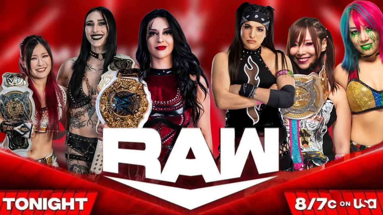 Raquel Rodriguez Asuka Kairi Sane vs Stephanie Vaquer Rhea Ripley lyo Sky | RAW Full Match #wweraw 