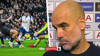 "Once again." 😬 Pep Guardiola's awkward post-match interview following Spurs draw