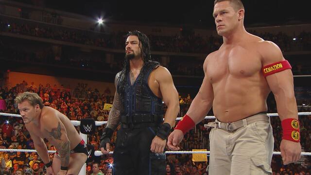 John Cena and Roman Reigns demolish Kane with The Authority looking on: Monday Night Raw, Sept. 1, 2014