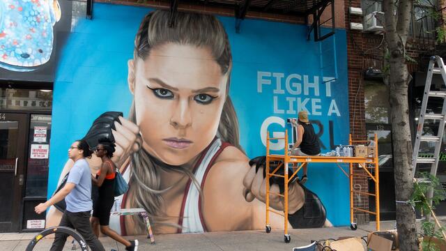 Ronda Rousey NYC graffiti mural time-lapse background