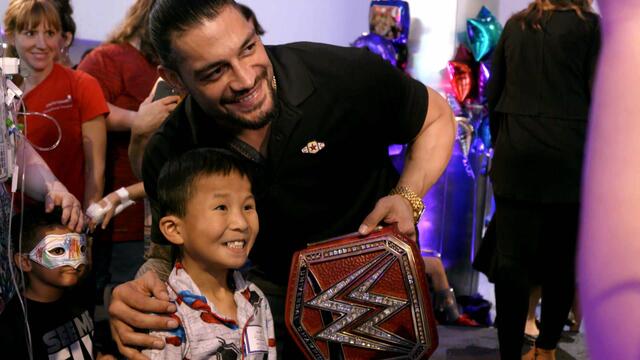 Roman Reigns receives a special message from the kids of Children's Health of Dallas