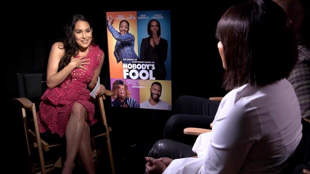 Tiffany Haddish yells at Brie Bella when a "Nobody's Fool" interview gets heated background