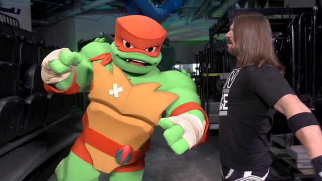 AJ Styles teaches Raphael from "Rise of the Teenage Mutant Ninja Turtles" some Phenomenal moves