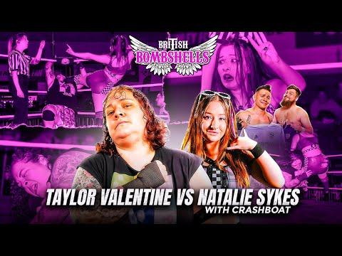 Taylor Valentine battles Natalie Sykes with Crashboat - British Women's Wrestling background