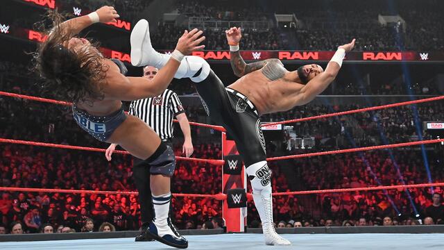Ricochet & Aleister Black vs. Chad Gable & Bobby Roode: April 8, 2019 background
