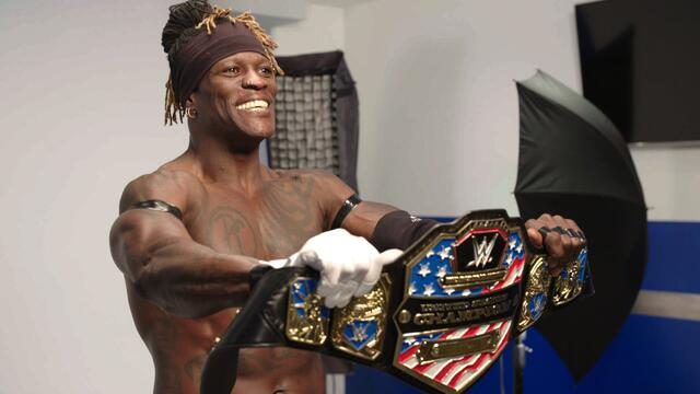 R-Truth poses for his first photoshoot as United States Champion: WWE.com Exclusive, Jan. 29, 2019 background