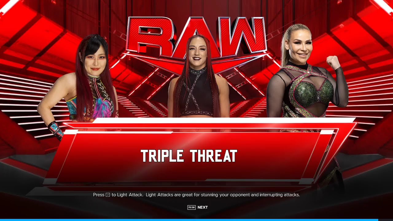 IYO SKY vs Alba Fyre and Natalya – Women’s Intercontinental Title Tournament Triple Threat Match background