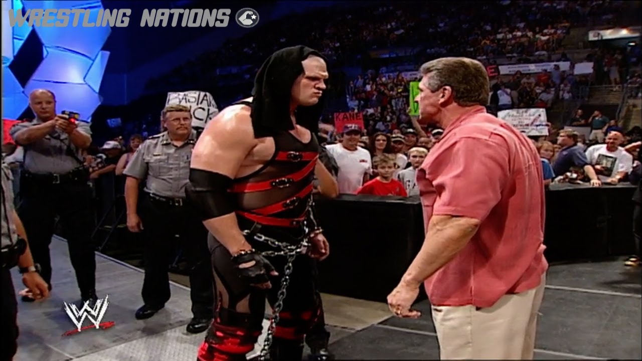 Kane Destroyed by Shane McMahon on RAW background