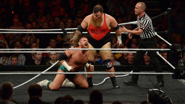 Mastiff and Coffey break the ring during wild clash: NXT UK TakeOver: Cardiff