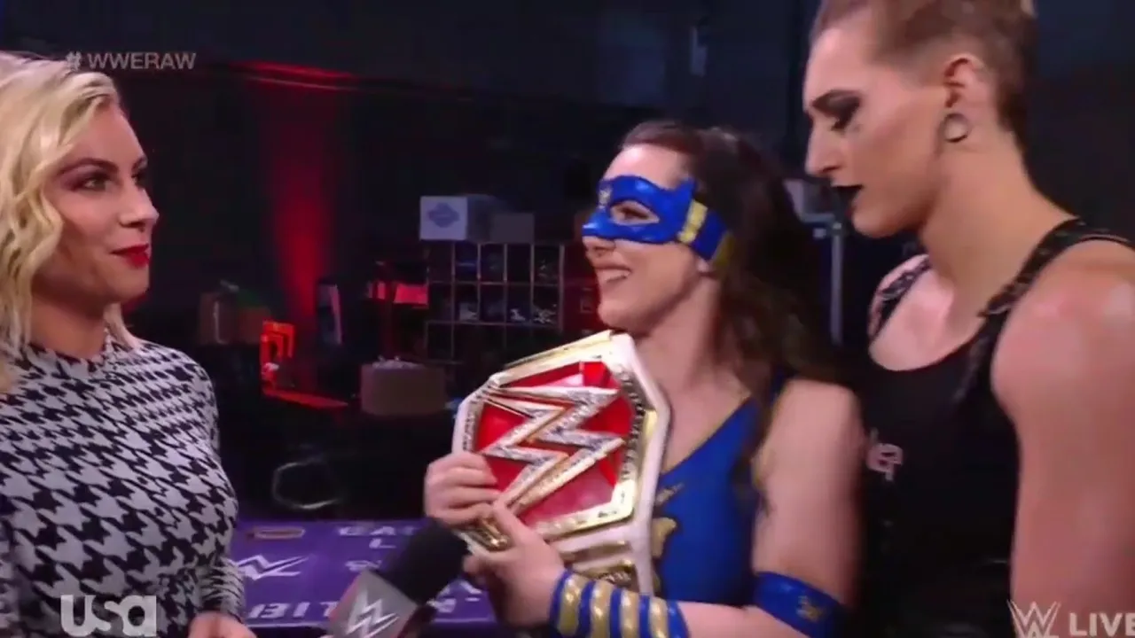 Nikki A.S.H & Rhea Ripley Backstage background