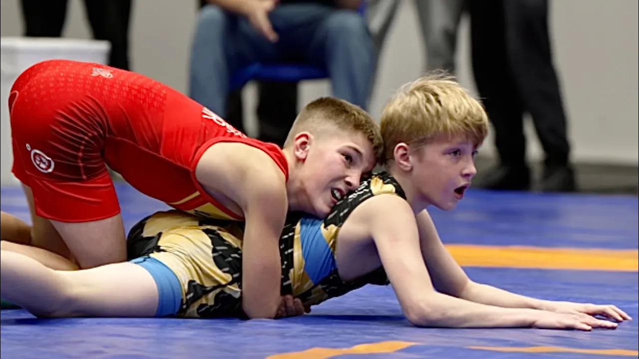 U13 Yehor Prokudin (UKR) vs Mark Poliakov (UKR) 38kg. Greco-roman boys youth wrestling tournament.