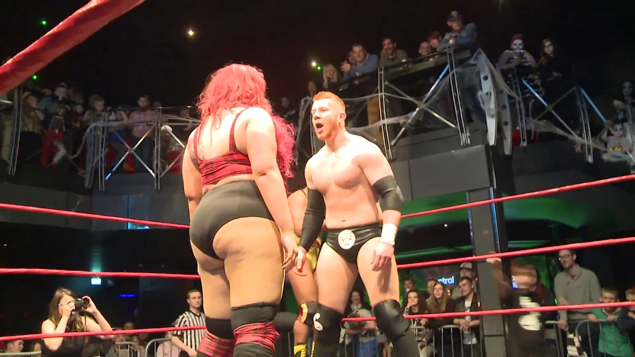 Erin Night in BWE Rumble (Woman wrestler in men's rumble match!) background