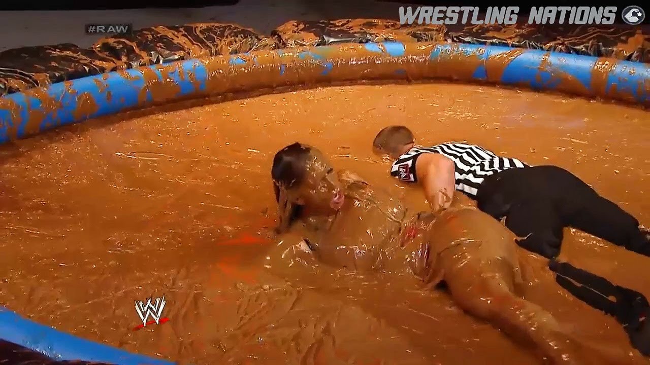 Stephanie McMahon and Referee in The Pool after Vickie Gets Fired background
