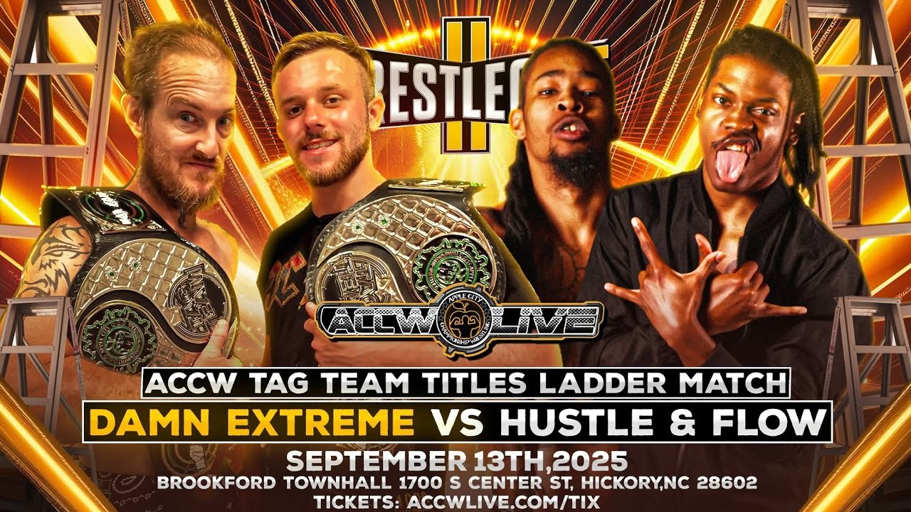 Accwlive Wrestlegate 2 Accw Tag title Ladder Match Hustle And flow Vs Damn Extreme Highlights
