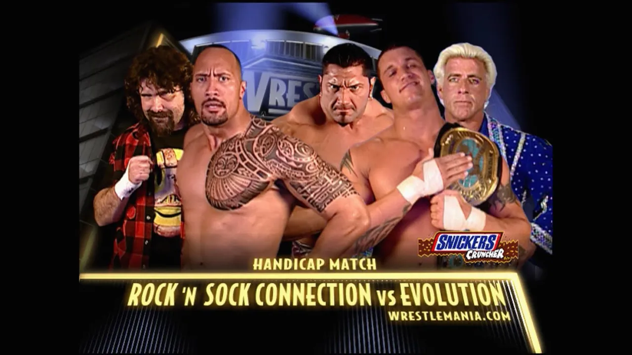 Story of Rock 'n' Sock Connection vs. Evolution | WrestleMania 20 background