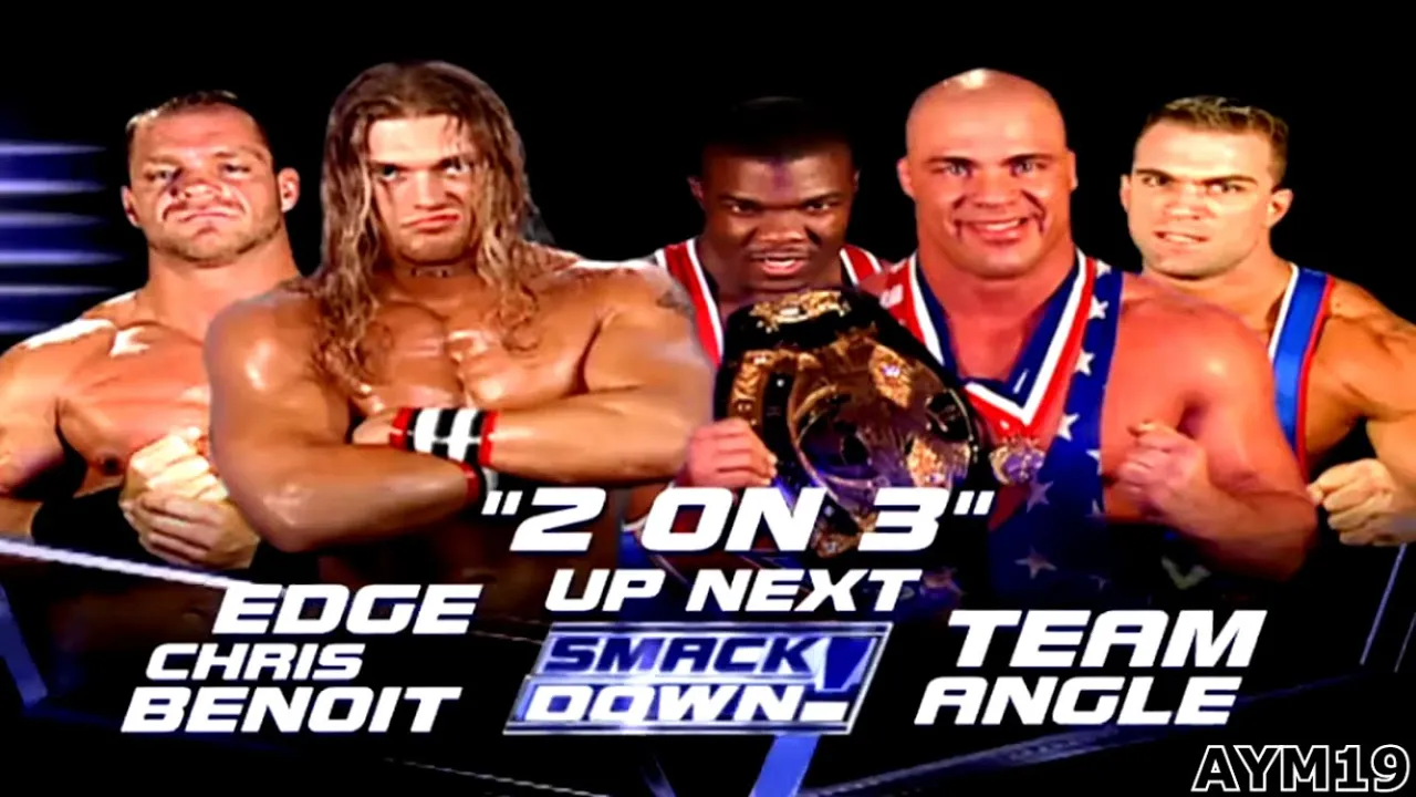 Chris Benoit & Edge vs Team Angle SmackDown! 1/16/2003 Highlights backdrop
