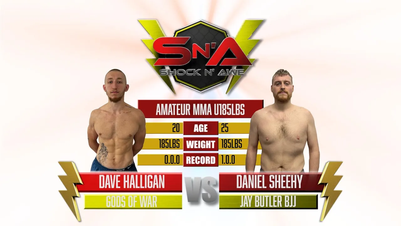 Shock N Awe 35 - Dave Halligan vs Daniel Sheehy - Middleweight Amateur MMA 185lbs