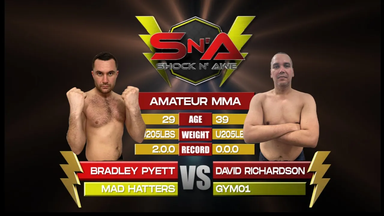Shock N Awe 36 - David Richardson vs Bradley Pyett Light-heavyweight 205lb Amateur MMA background